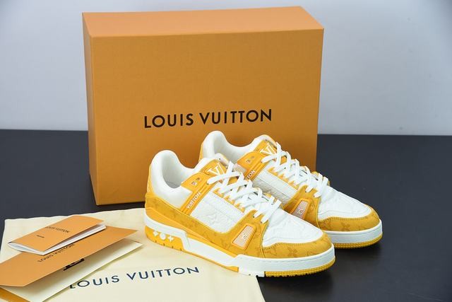 Louis Vuitton Trainer Yellow Monogram Denim White Louis Vuitton Trainer Yellow Monogram Denim White
