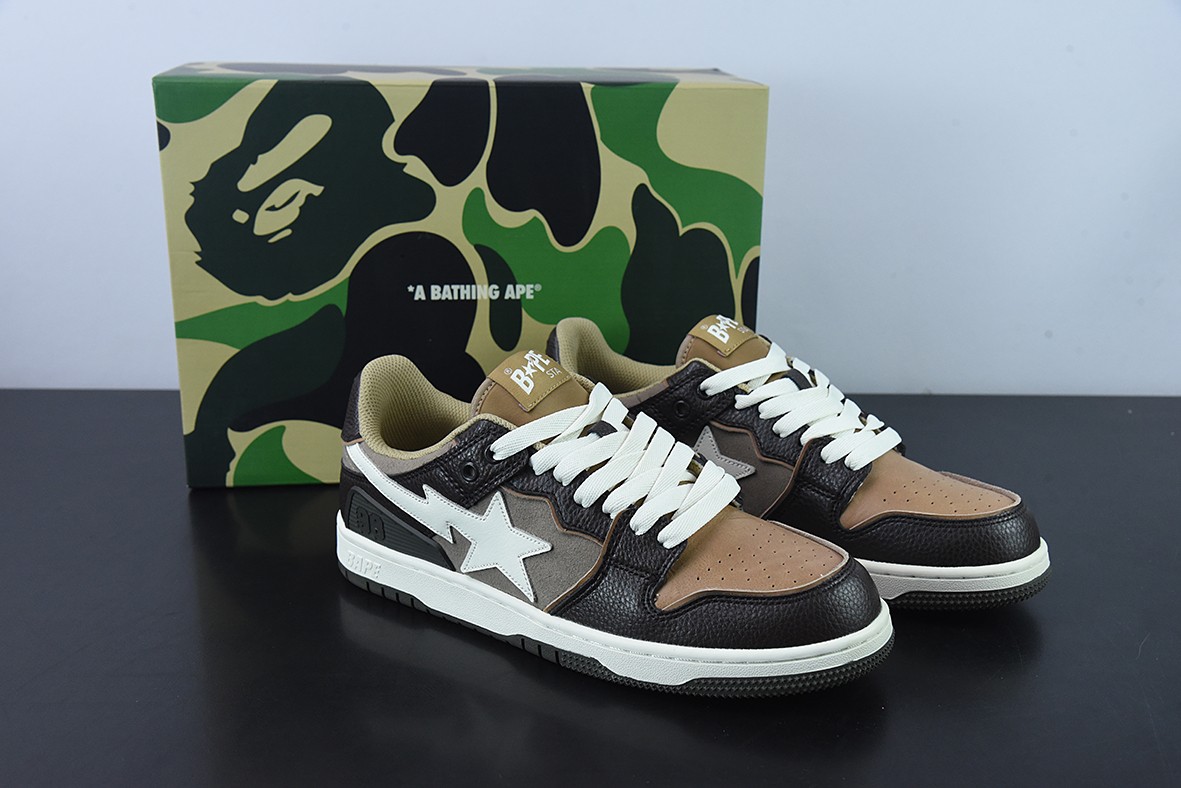 A Bathing Ape Bape SK8 Sta Brown Ivory A Bathing Ape Bape SK8 Sta Brown Ivory