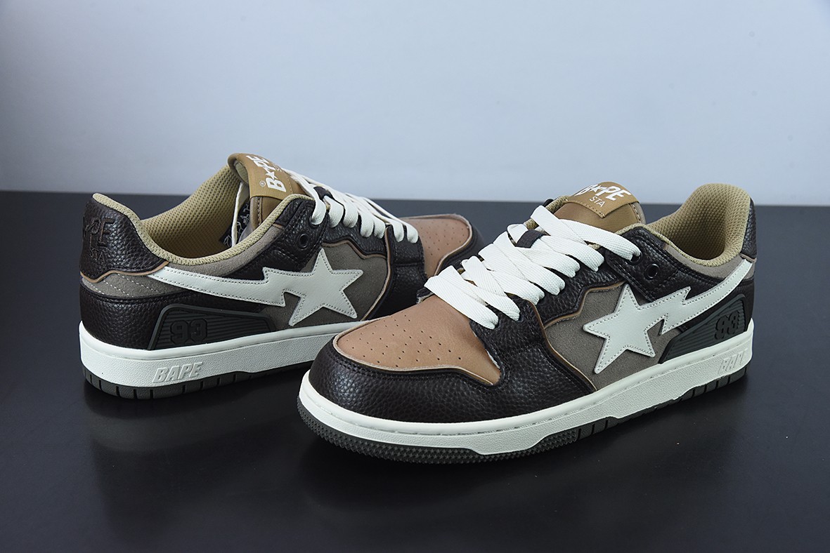A Bathing Ape Bape SK8 Sta Brown Ivory A Bathing Ape Bape SK8 Sta Brown Ivory