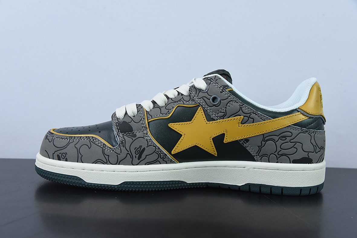 A Bathing Ape Bape SK8 Sta Grey Mustard Yellow A Bathing Ape Bape SK8 Sta Grey Mustard Yellow