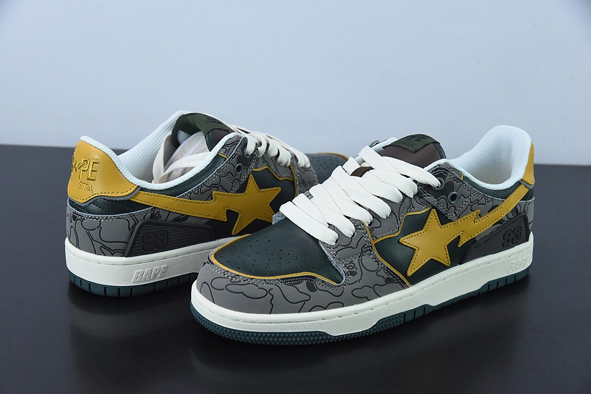 A Bathing Ape Bape SK8 Sta Grey Mustard Yellow A Bathing Ape Bape SK8 Sta Grey Mustard Yellow