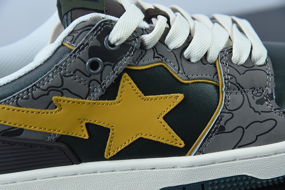 A Bathing Ape Bape SK8 Sta Grey Mustard Yellow A Bathing Ape Bape SK8 Sta Grey Mustard Yellow