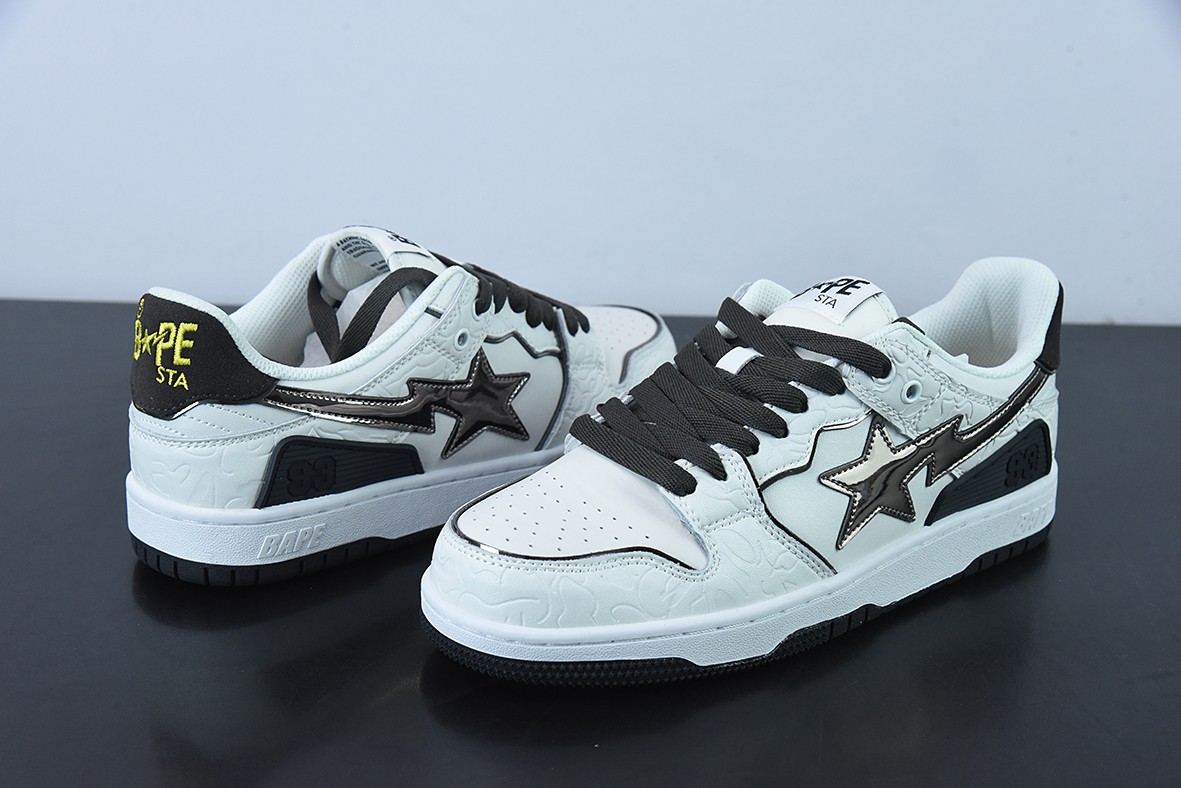 A Bathing Ape Bape SK8 Sta White Silver A Bathing Ape Bape SK8 Sta White Silver