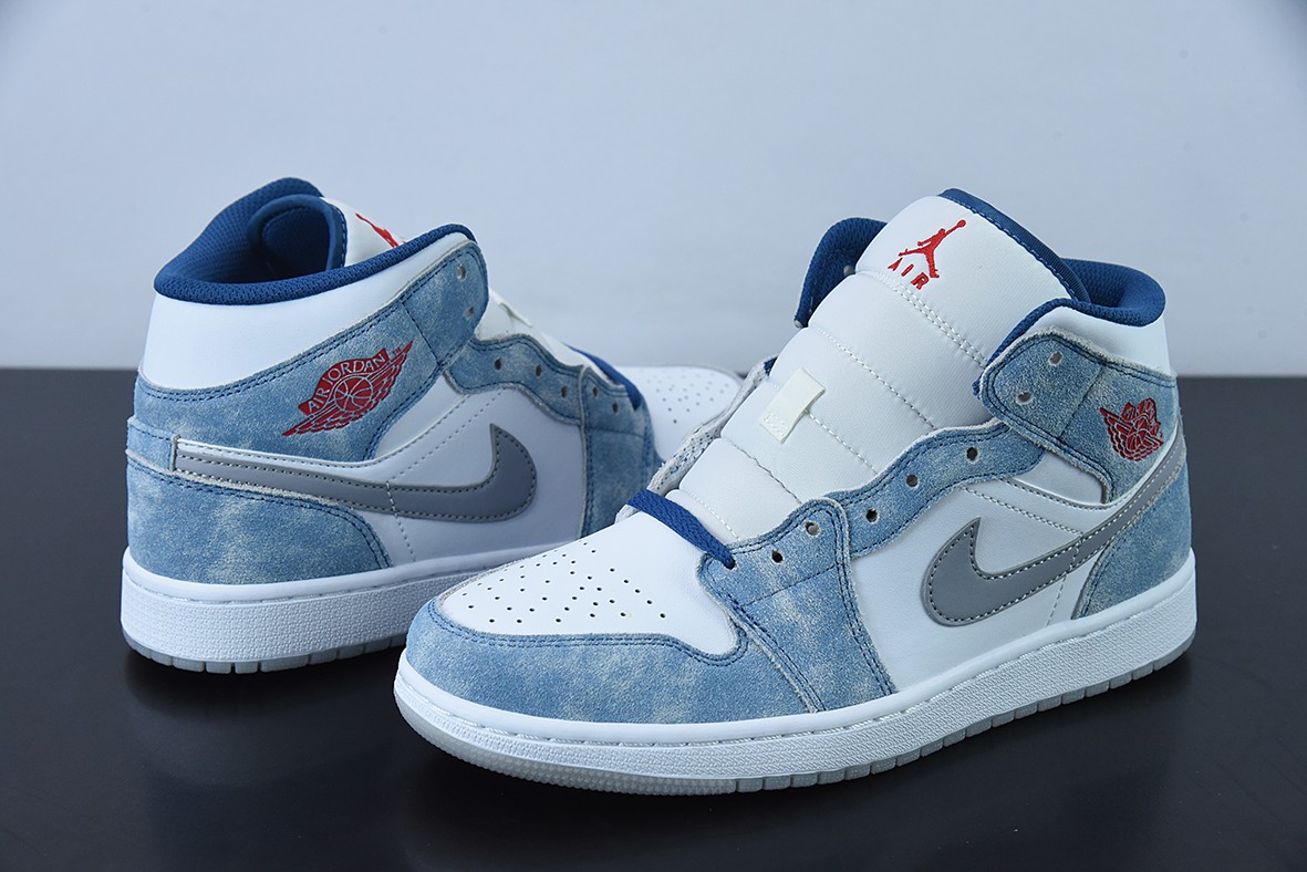 Jordan 1 Mid French Blue Fire Red Jordan 1 Mid French Blue Fire Red