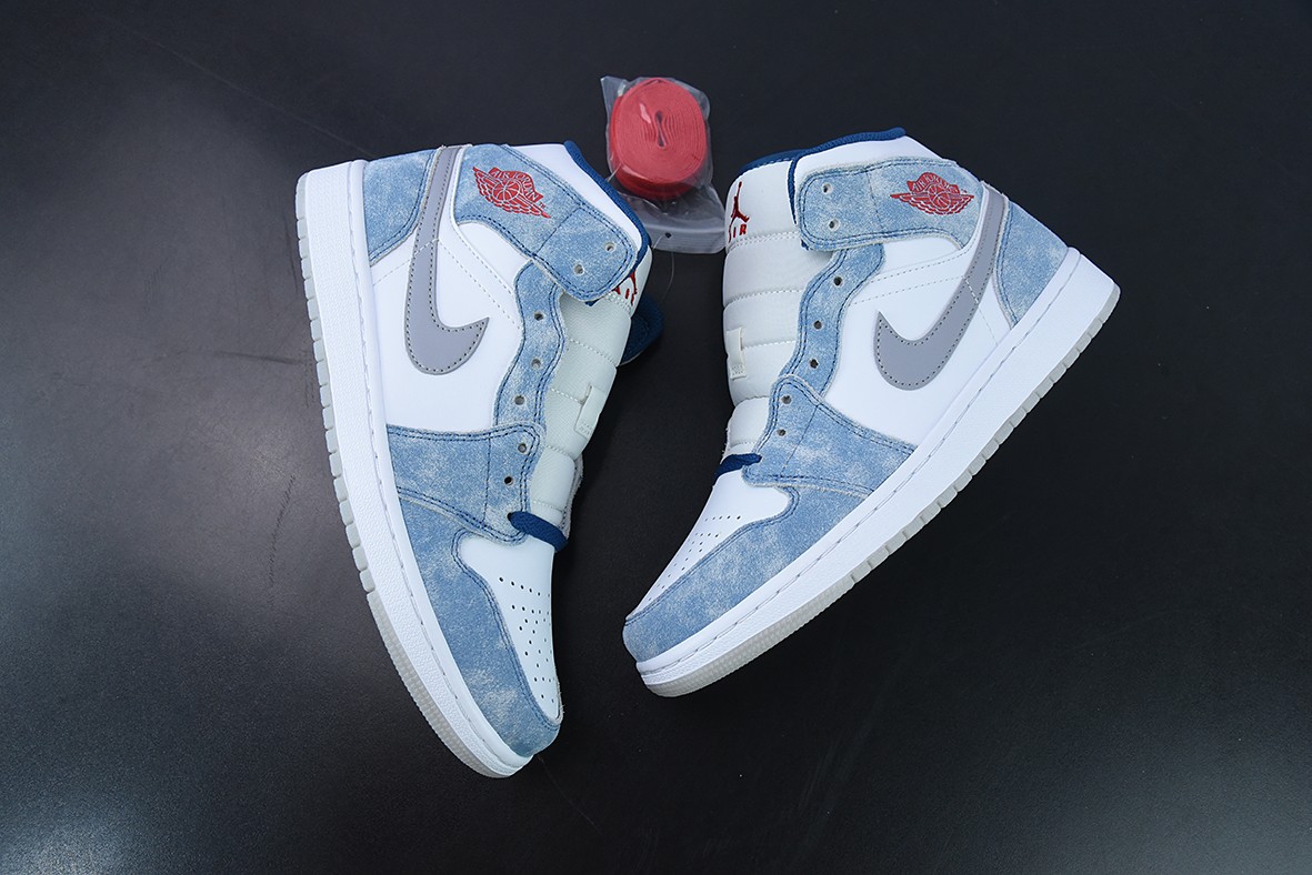 Jordan 1 Mid French Blue Fire Red Jordan 1 Mid French Blue Fire Red
