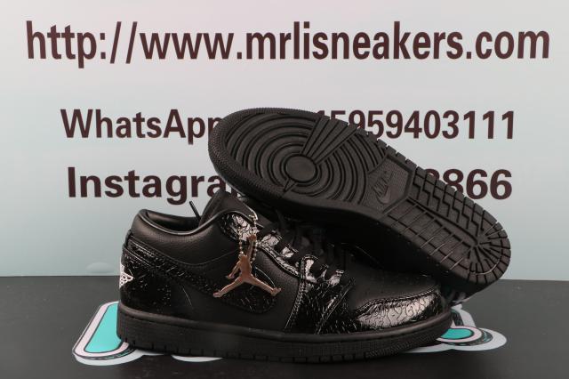 Jordan 1 Low SE Patent Elephant Black (Womens')
